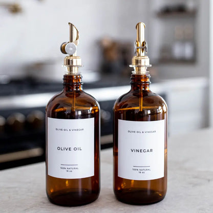 Amber Glass Olive Oil & Vinegar Dispenser Bottles