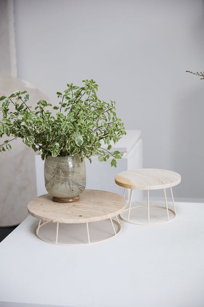 Edith Round Stone Decorative Riser – Natural