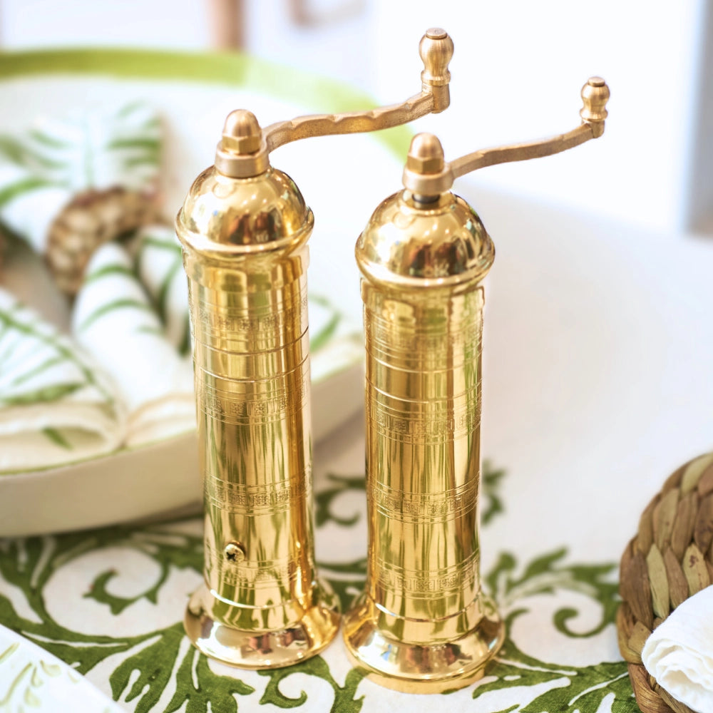 Salt and Pepper "Nikos" 8 in. Crank Grinder Mill Brass - Rustike Home