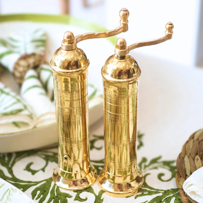 Salt and Pepper "Nikos" 8 in. Crank Grinder Mill Brass - Rustike Home