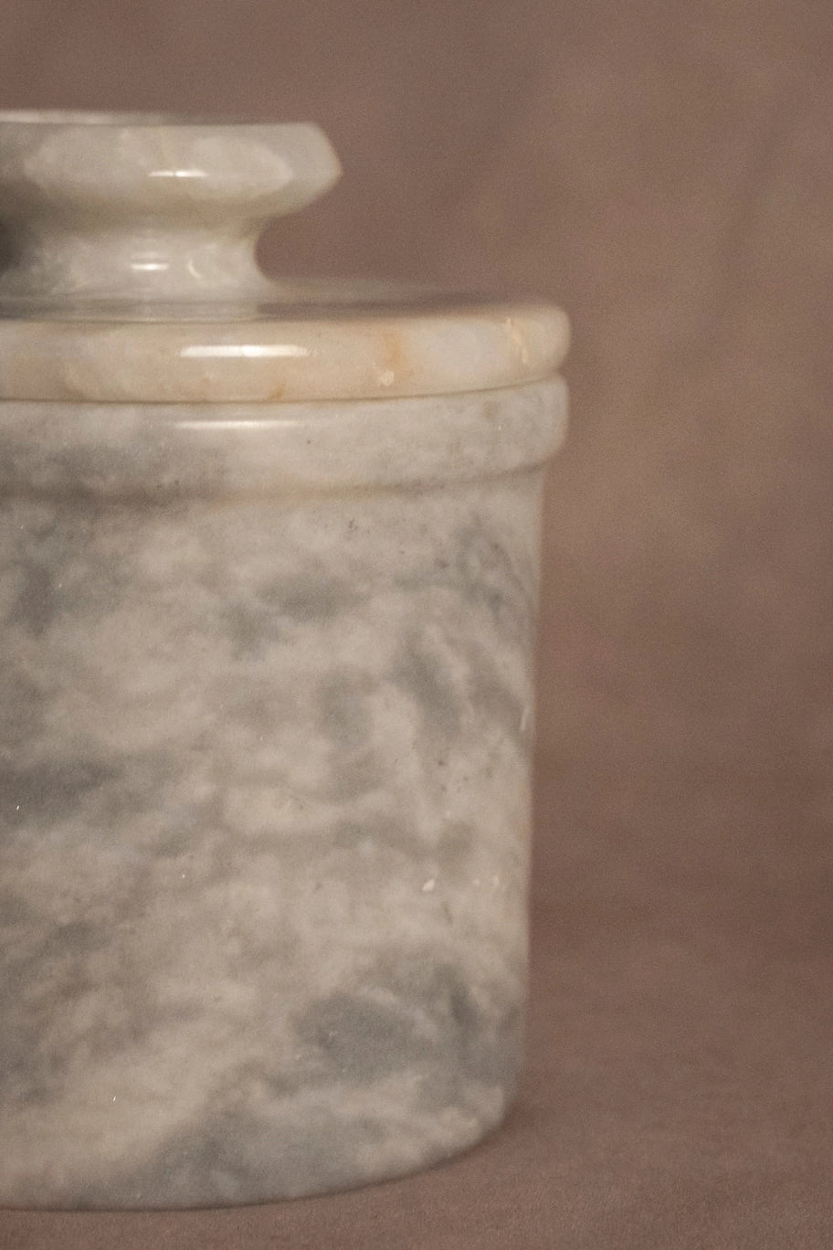 Sunny Gray Marble Butter Keeper with Lid