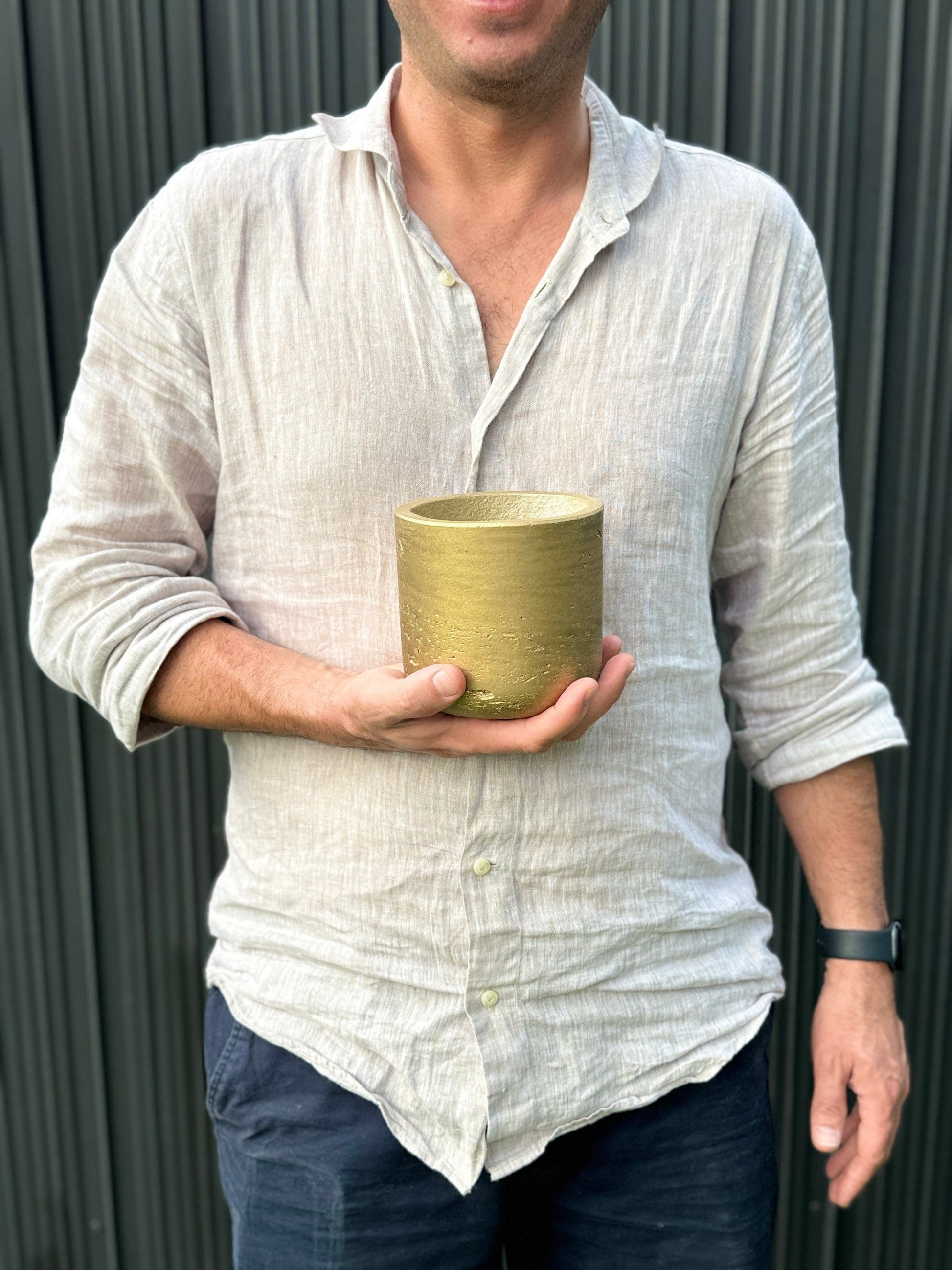 Round Rough Gold 4.72" Planter Pot for Plants and Home Decor | Style 104 - Rustike Home
