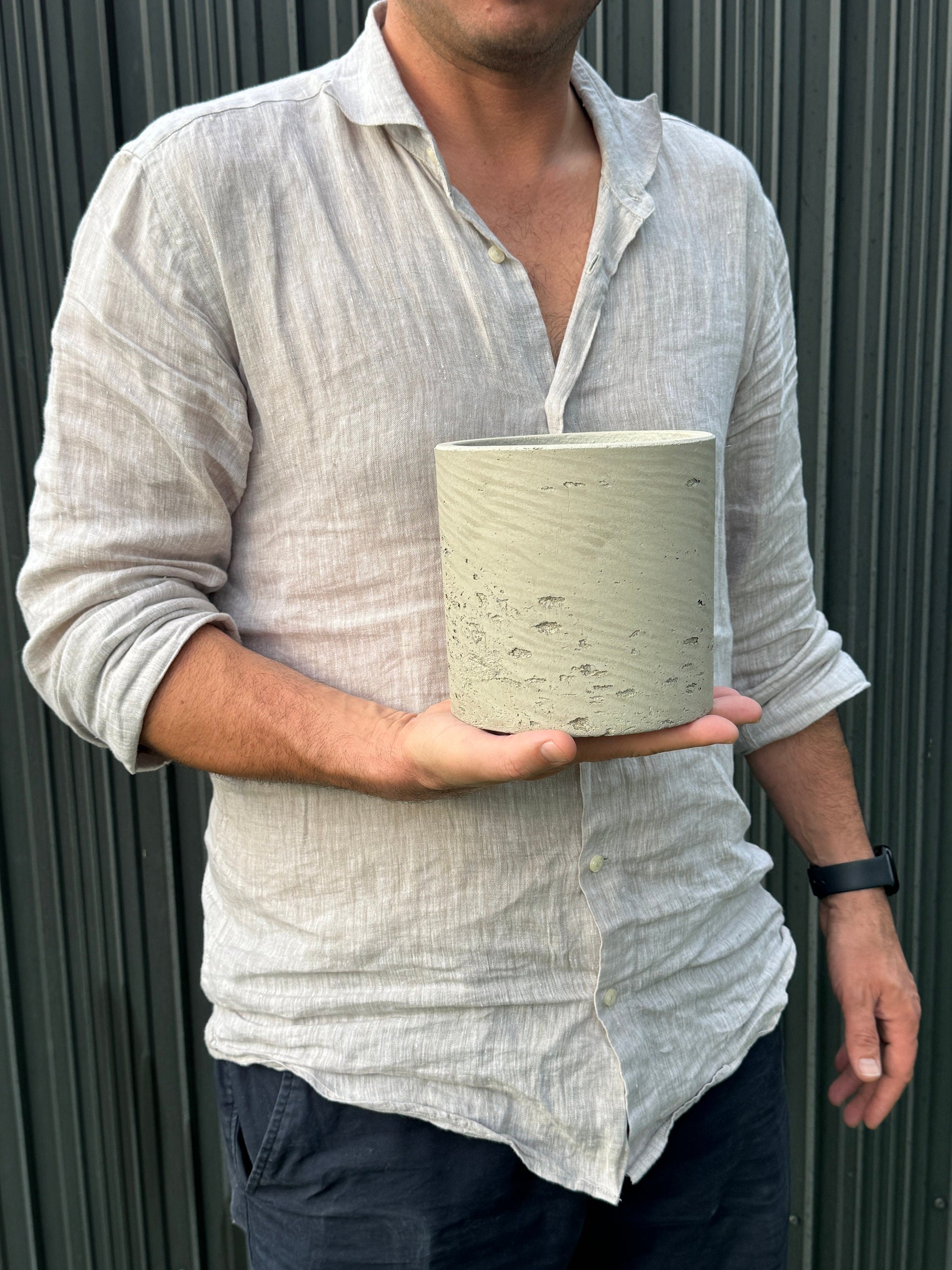 Round Rough Grey Planter 5.9" H Pot for Plants and Home Decor | Style 120 - Rustike Home