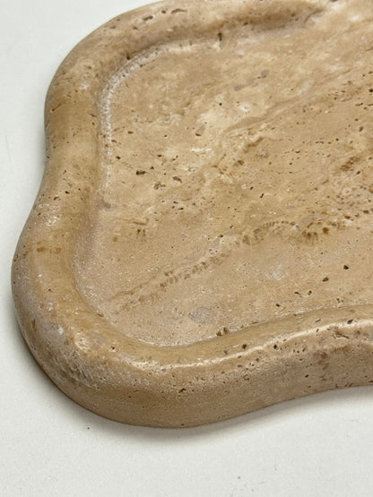 Decorative "Wave" Travertine Fluted Tray | Natural Stone - Rustike Home