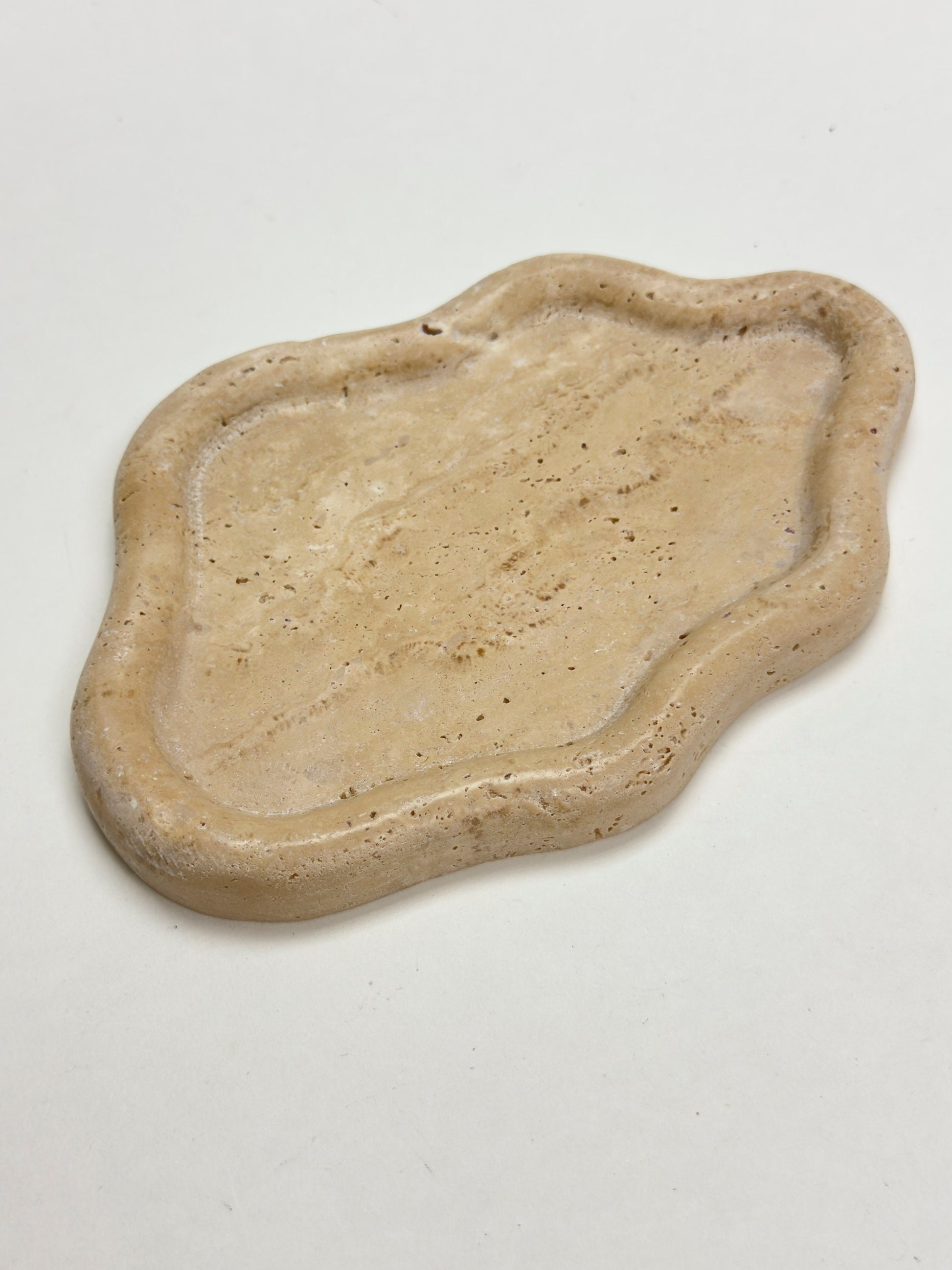 Decorative "Wave" Travertine Fluted Tray | Natural Stone - Rustike Home