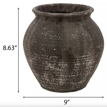 Gray & White Terracotta "Agnes" Vintage Vase Pot for Plants and Home Decor | Style 142 - Rustike Home