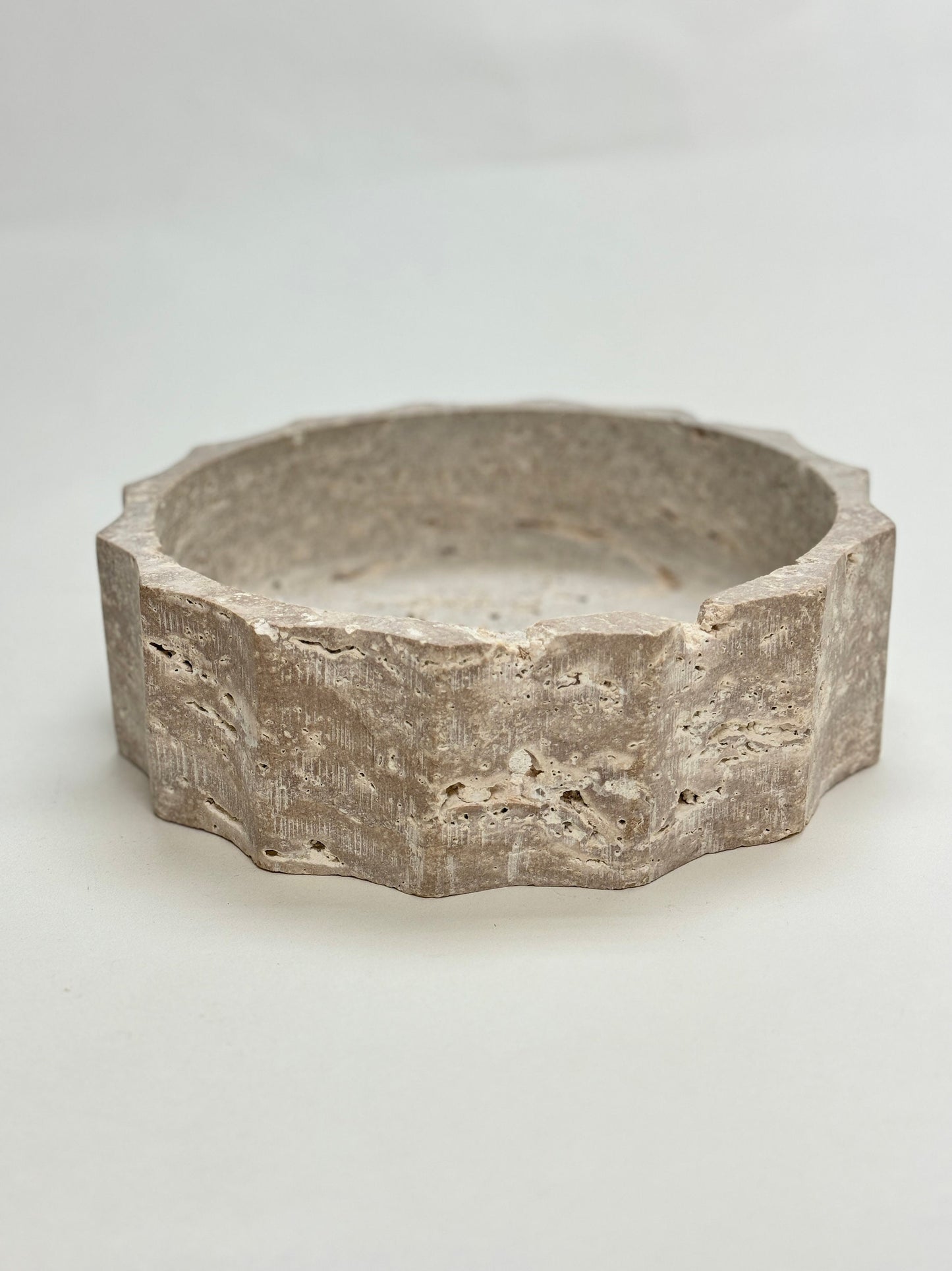 Decorative 9.5" Travertine Fluted Fruit Tray | Natural Stone - Rustike Home