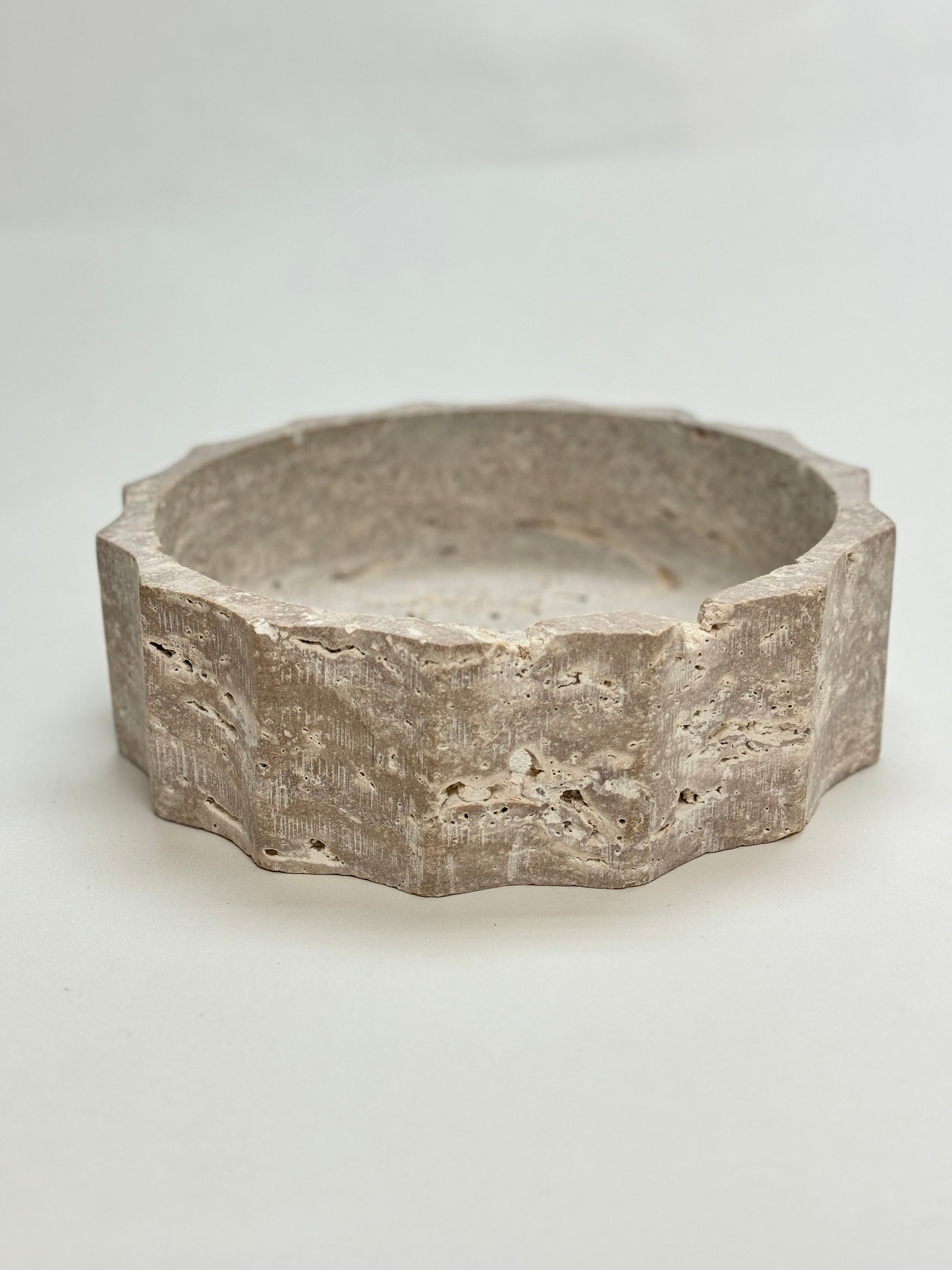Decorative 9.5" Travertine Fluted Fruit Tray | Natural Stone - Rustike Home