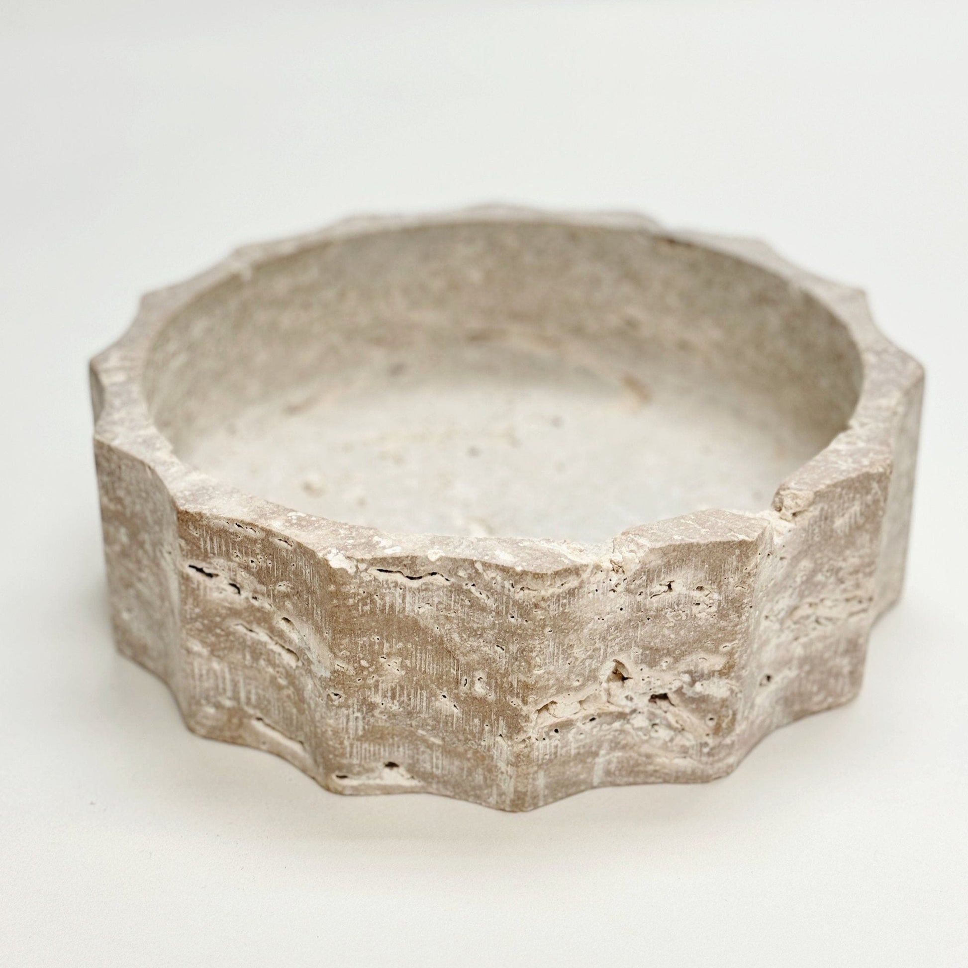 Decorative 9.5" Travertine Fluted Fruit Tray | Natural Stone - Rustike Home