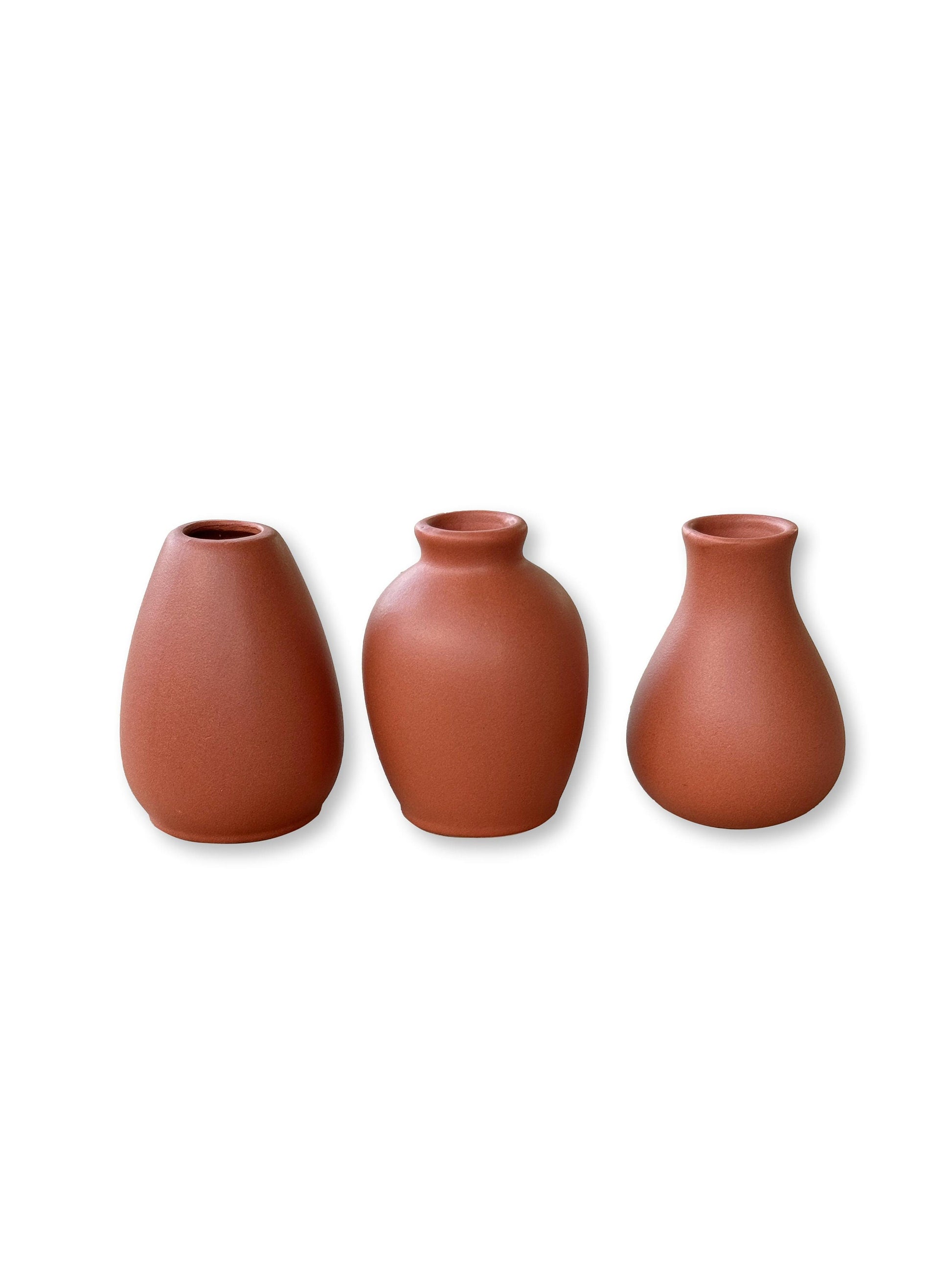 Matte Small Terracotta Flower Vase Cup Decorative Orange Home Decor - Rustike Home