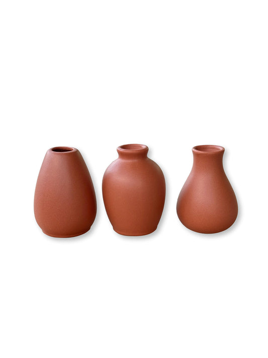 Matte Small Terracotta Flower Vase Cup Decorative Orange Home Decor - Rustike Home