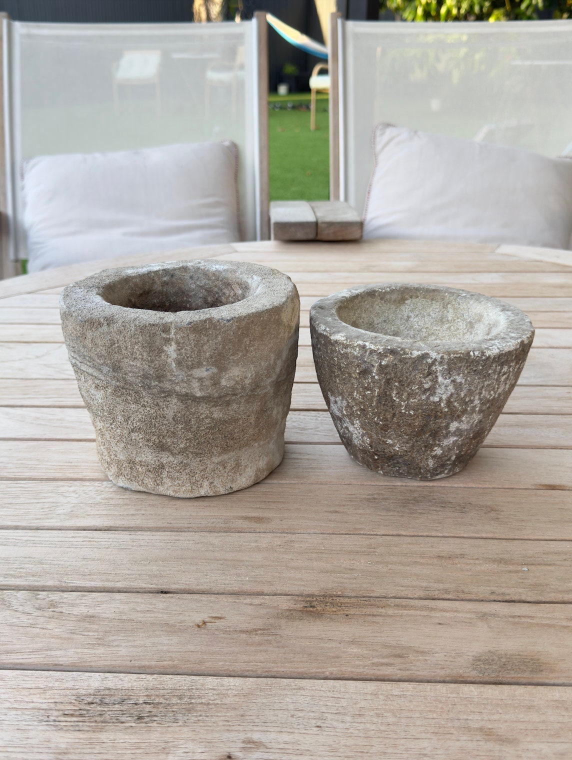 Round Rough Limestone Mortar Bowl - Vintage Natural Home Decor | Style 204 - Rustike Home
