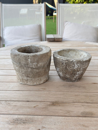Round Rough Limestone Mortar Bowl - Vintage Natural Home Decor | Style 204 - Rustike Home