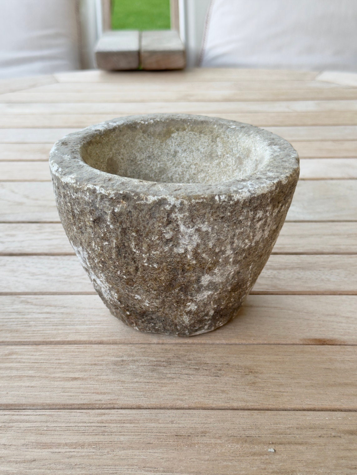 Round Rough Limestone Mortar Bowl - Vintage Natural Home Decor | Style 204 - Rustike Home