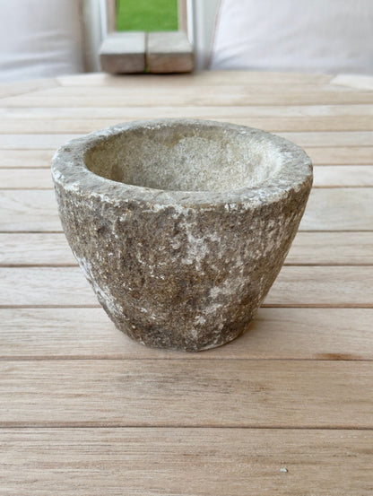 Round Rough Limestone Mortar Bowl - Vintage Natural Home Decor | Style 204 - Rustike Home