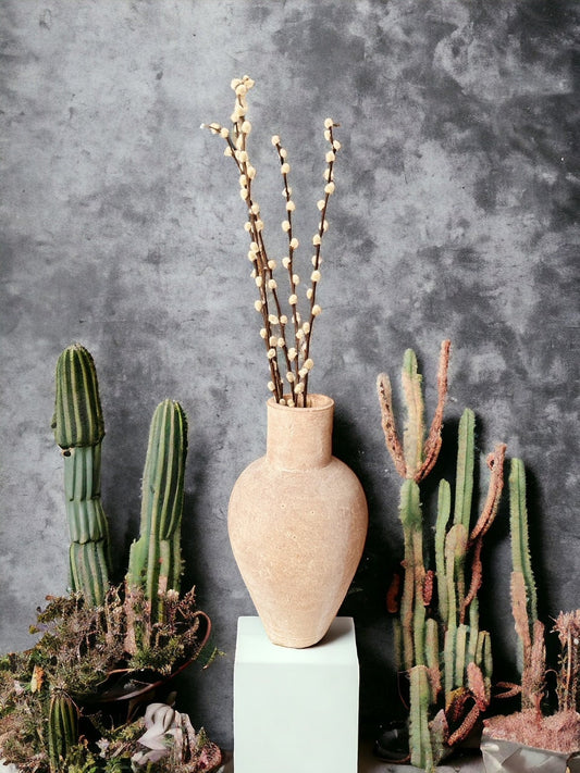 Round Rough Rose Distressed Vintage Vase Pot for Home Decor - Rustike Home