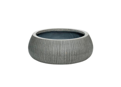 Round Dark Grey Vertically Ridged Planter Pot for Plants and Home Decor| Style 117 - Rustike Home