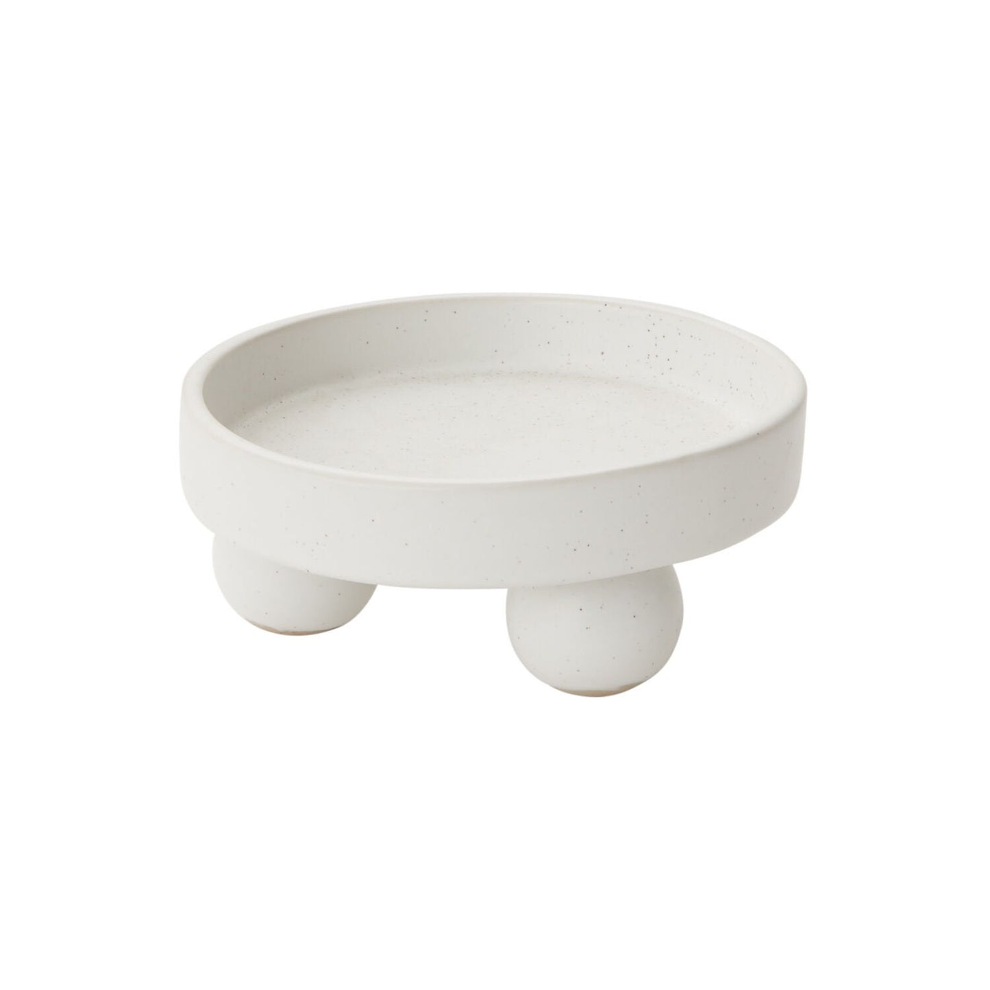 Matte White "Zen" Round Raised Footed Tray with Ball Feet - Rustike Home