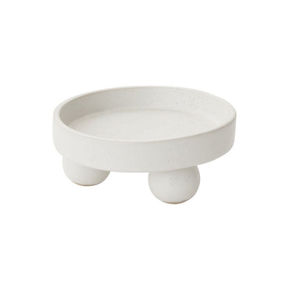 Matte White "Zen" Round Raised Footed Tray with Ball Feet - Rustike Home
