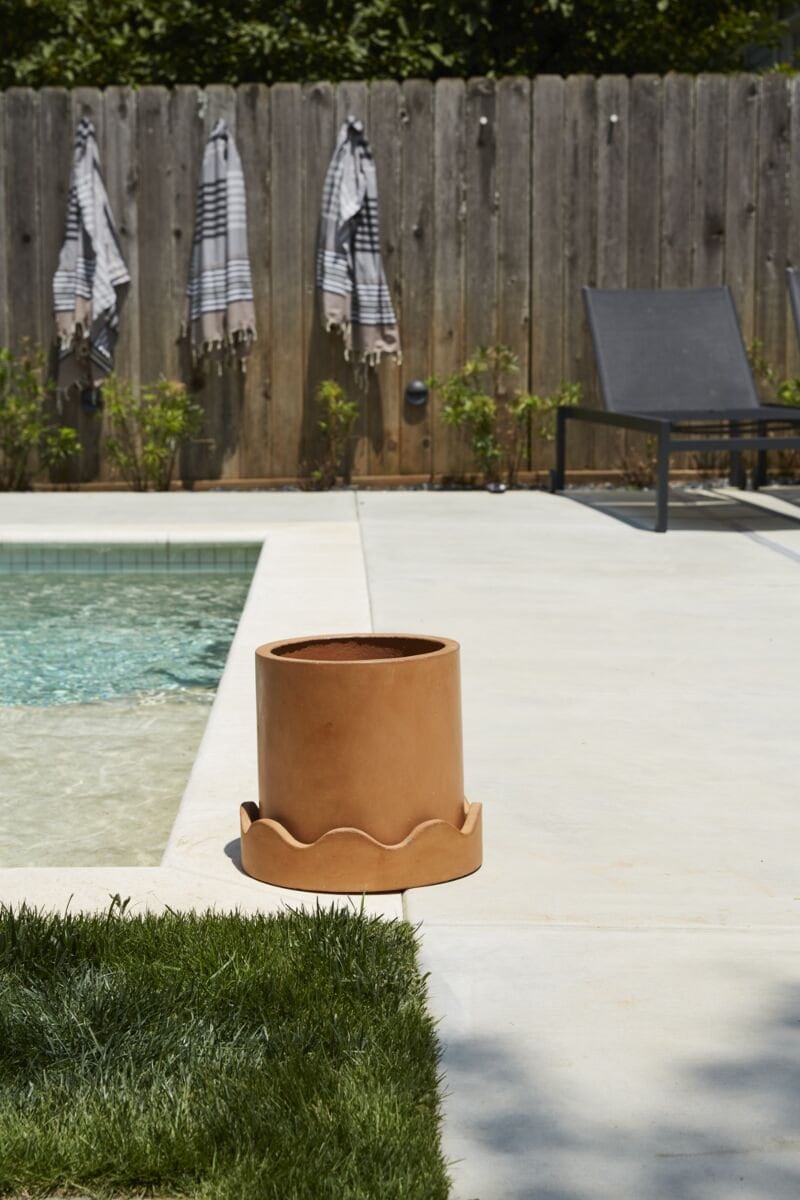 Round Terracotta "Scalloped" Planter Pot with Saucer for Plants and Home Decor - Rustike Home