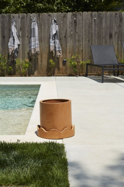 Round Terracotta "Scalloped" Planter Pot with Saucer for Plants and Home Decor - Rustike Home