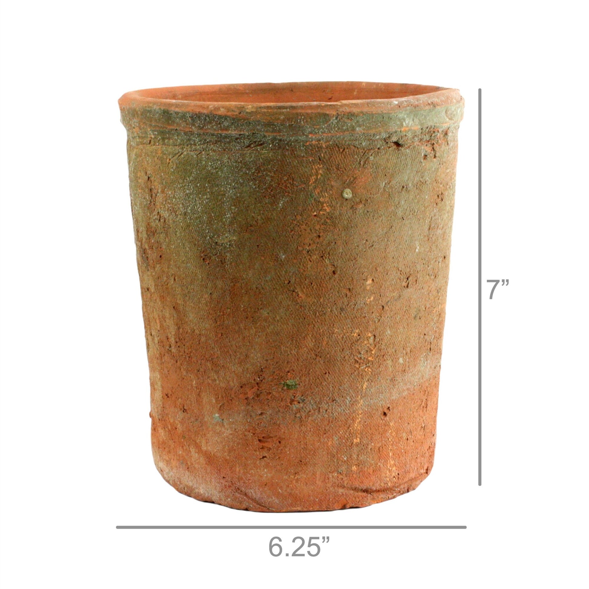 large antique plant pots Round Rough Antique Barrel Mossed Vintage Pot Large