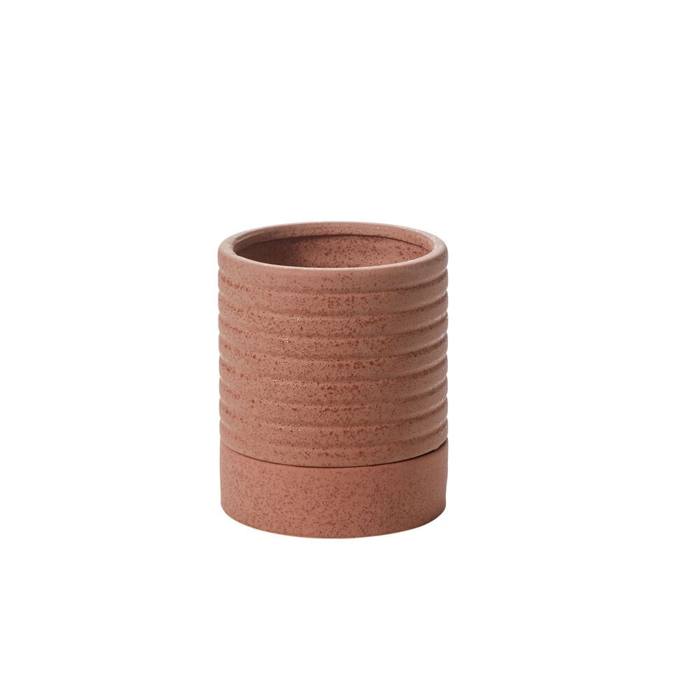 terracotta plant pot base Brown Terracotta Ribbed Planter Pot with Saucer for Plants Small
