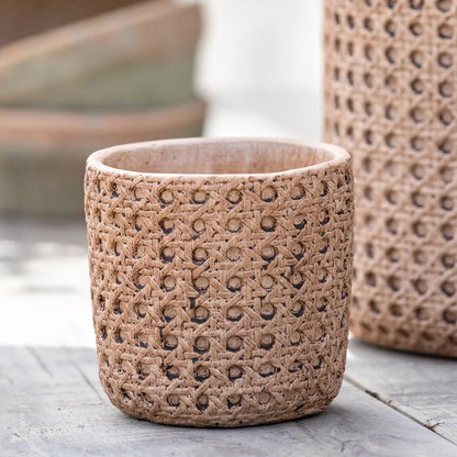 Round Cane Orange Terracotta "Carmel" Pot - Rustike Home