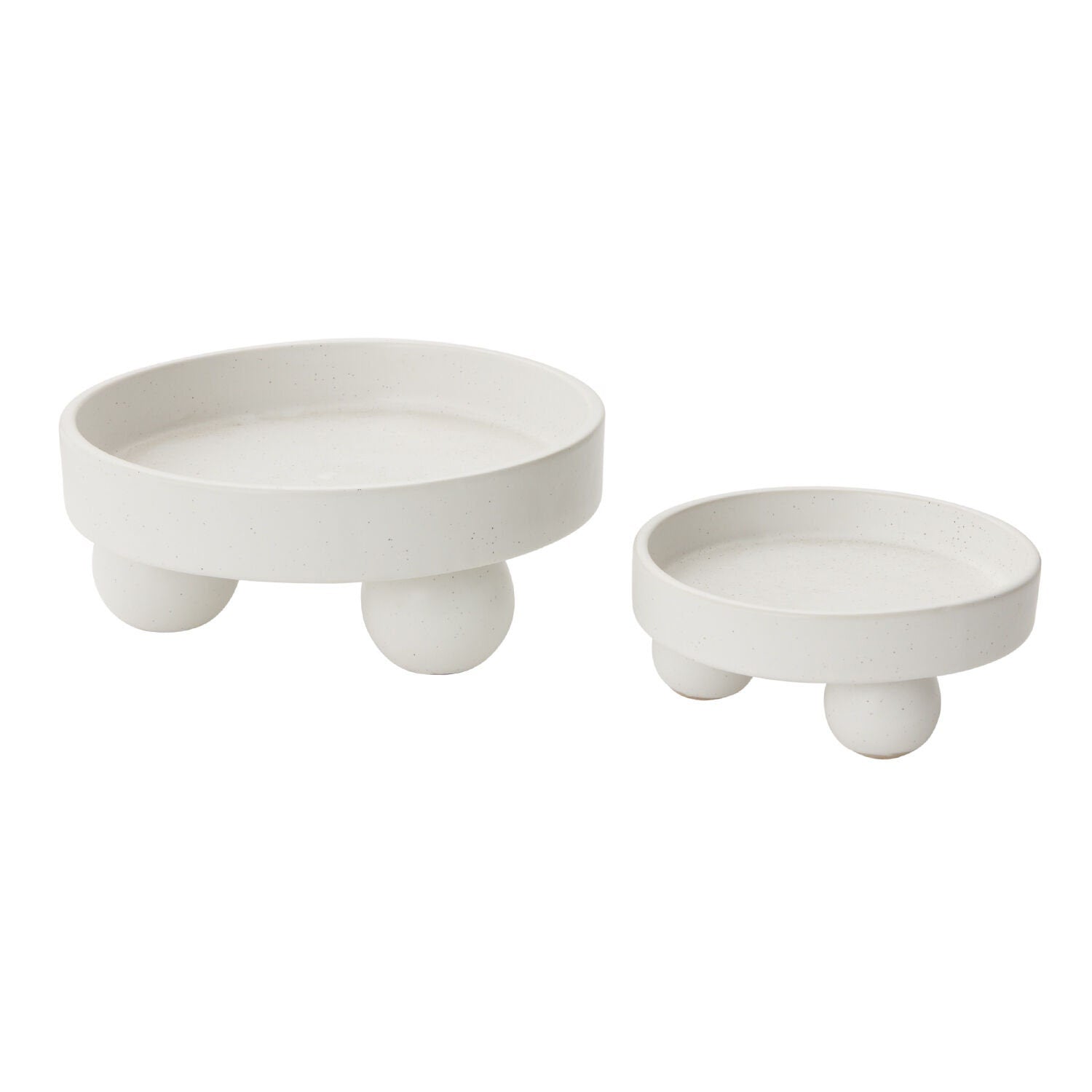Matte White "Zen" Round Raised Footed Tray with Ball Feet - Rustike Home