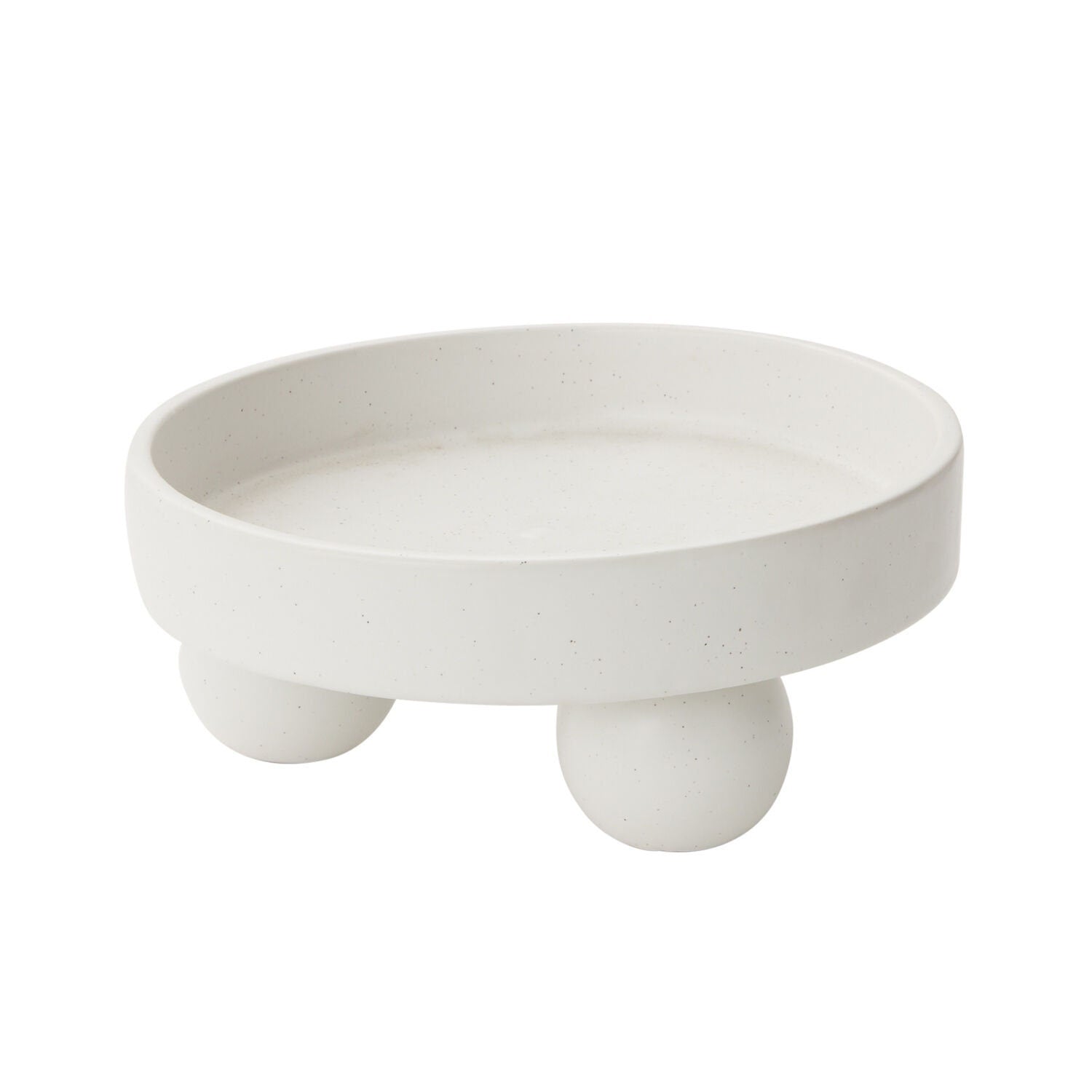 Matte White "Zen" Round Raised Footed Tray with Ball Feet - Rustike Home