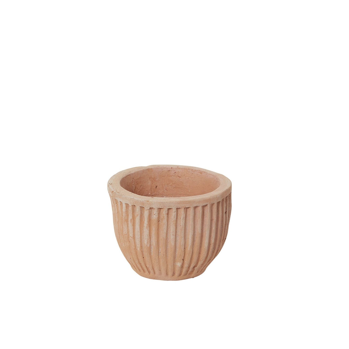 Round Ribbed "Selma" Terracotta Fluted Planter Pot for Plants - Rustike Home