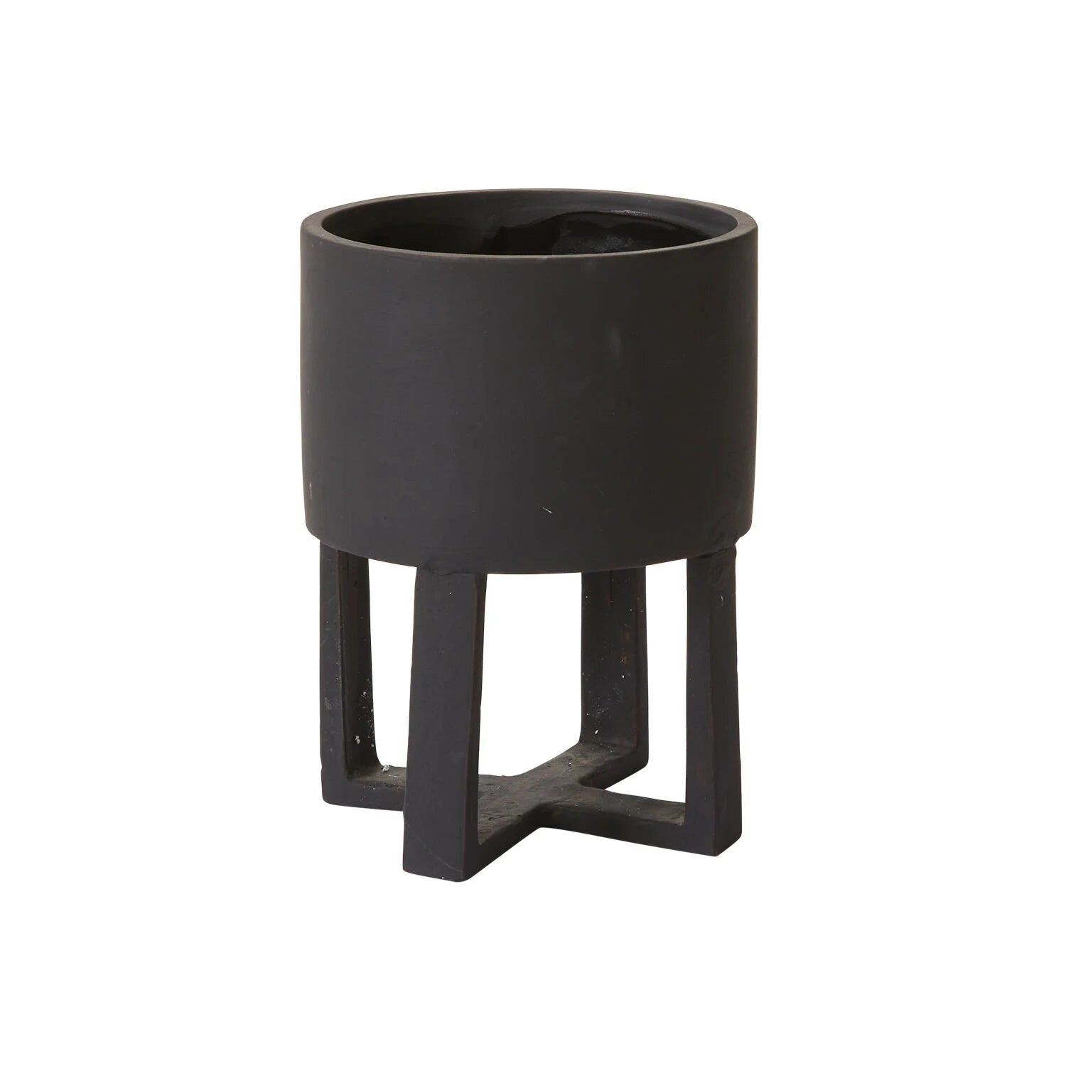 Round Footed Terracotta "Solstice" Orange- Black Planter Pot for Plants and Home Decor - Rustike Home