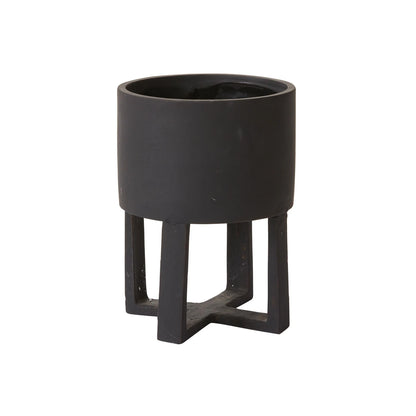 Round Footed Terracotta "Solstice" Orange- Black Planter Pot for Plants and Home Decor - Rustike Home