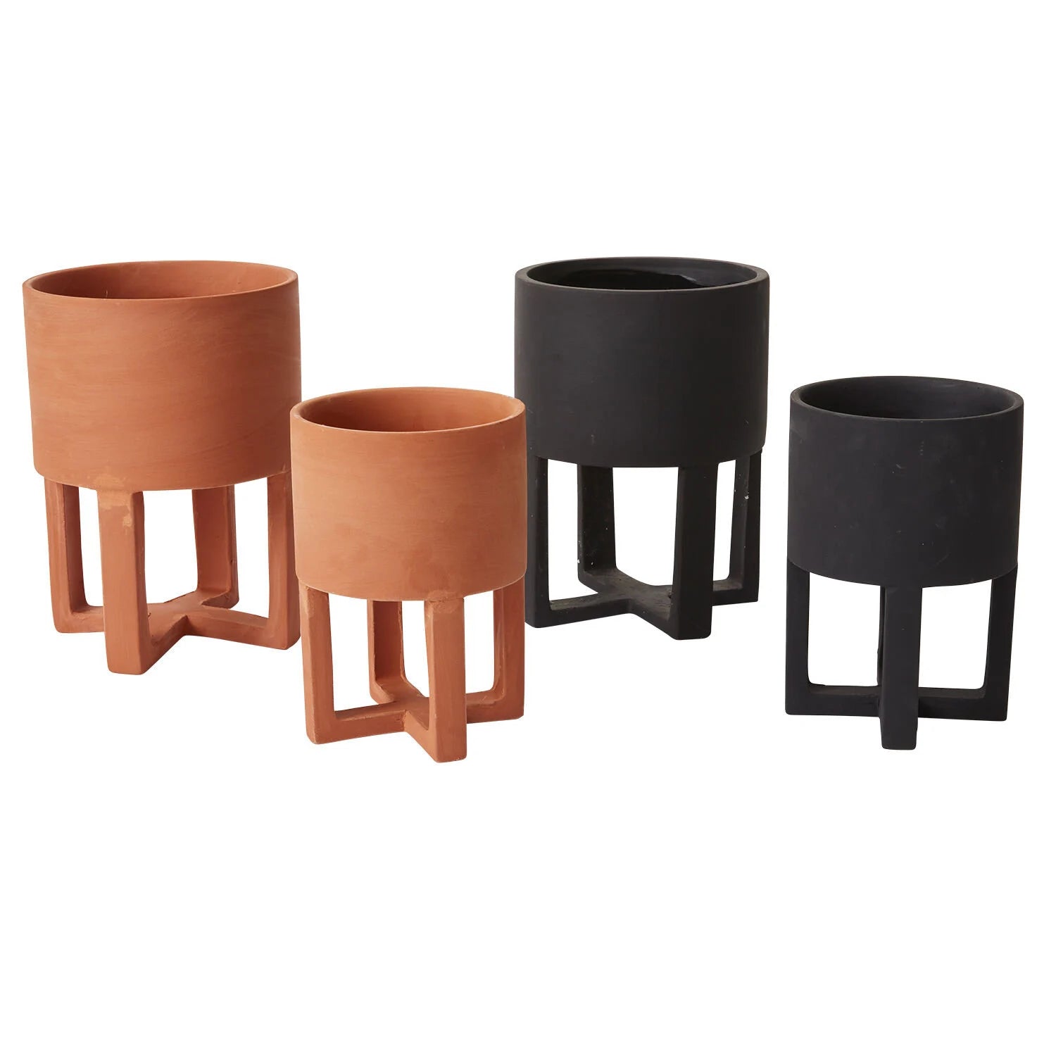 Round Footed Terracotta "Solstice" Orange- Black Planter Pot for Plants and Home Decor - Rustike Home