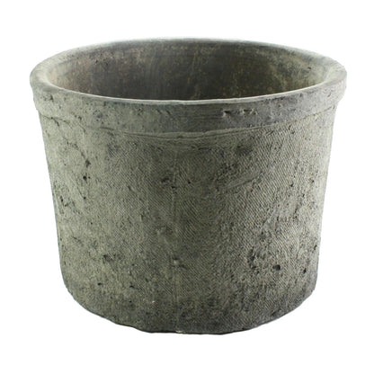 Round Rough "Barrel" Grey Distressed Vintage Planter Pot for Home Decor - Rustike Home