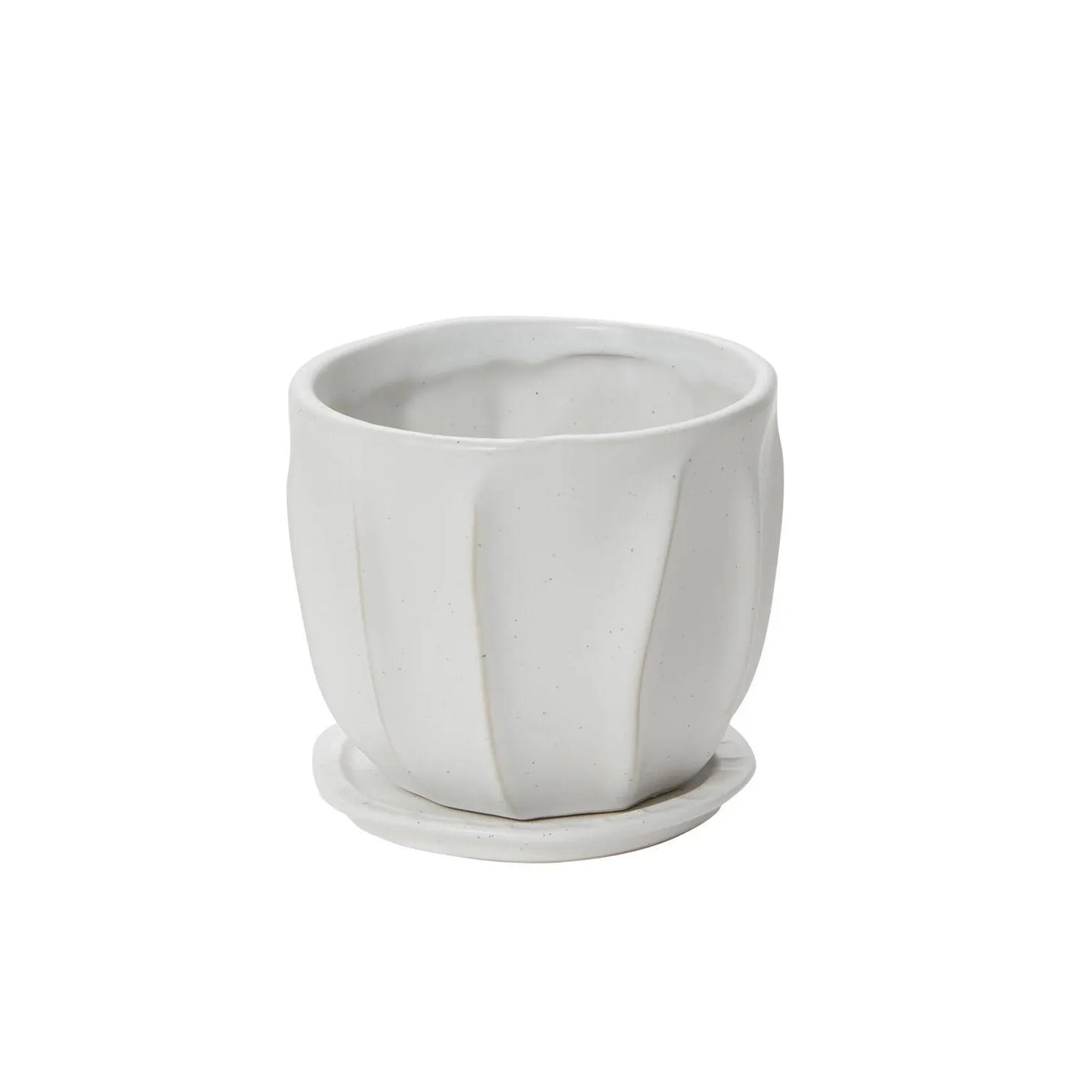 Round White Ruffles "Taylor" Planter Pot for Plants and Home Decor - Rustike Home