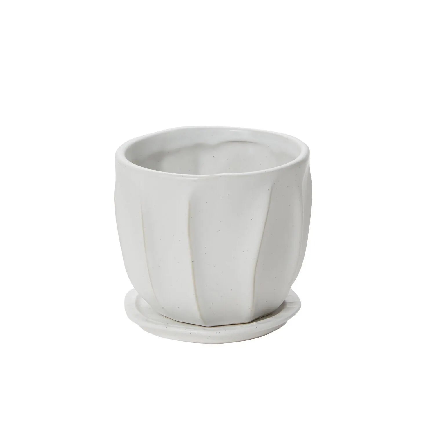 Round White Ruffles "Taylor" Planter Pot for Plants and Home Decor - Rustike Home