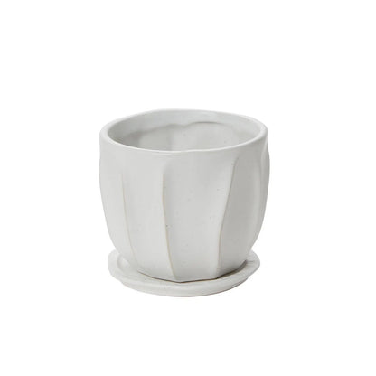 Round White Ruffles "Taylor" Planter Pot for Plants and Home Decor - Rustike Home