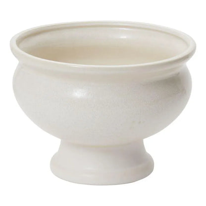 Round White "Ellis" Footed Planter Pot Compote for Plants and Home Decor - Rustike Home