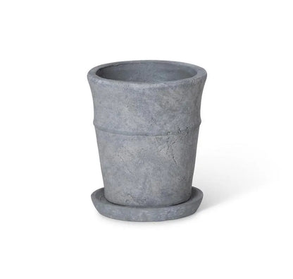 grey ceramic plant pot Bluish Grey Ivy Distressed Vintage Planter Pot with Saucer Tray Medium