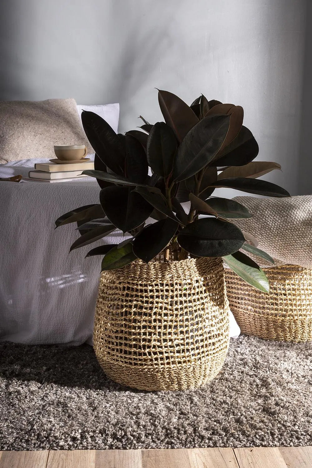 Set of 2 Modern "Lily" Natural Baskets | Plant Accessory and Home Decor - Rustike Home