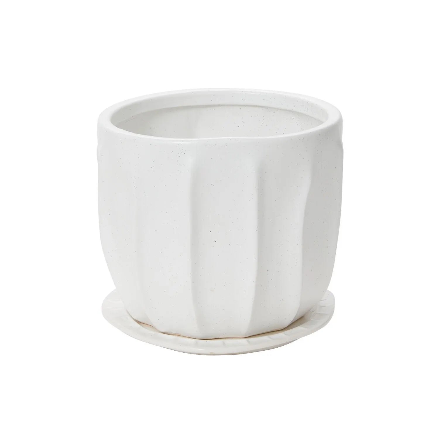 white flower pots ceramic Round White Ruffles Taylor Planter Pot for Plants and Home Decor Medium