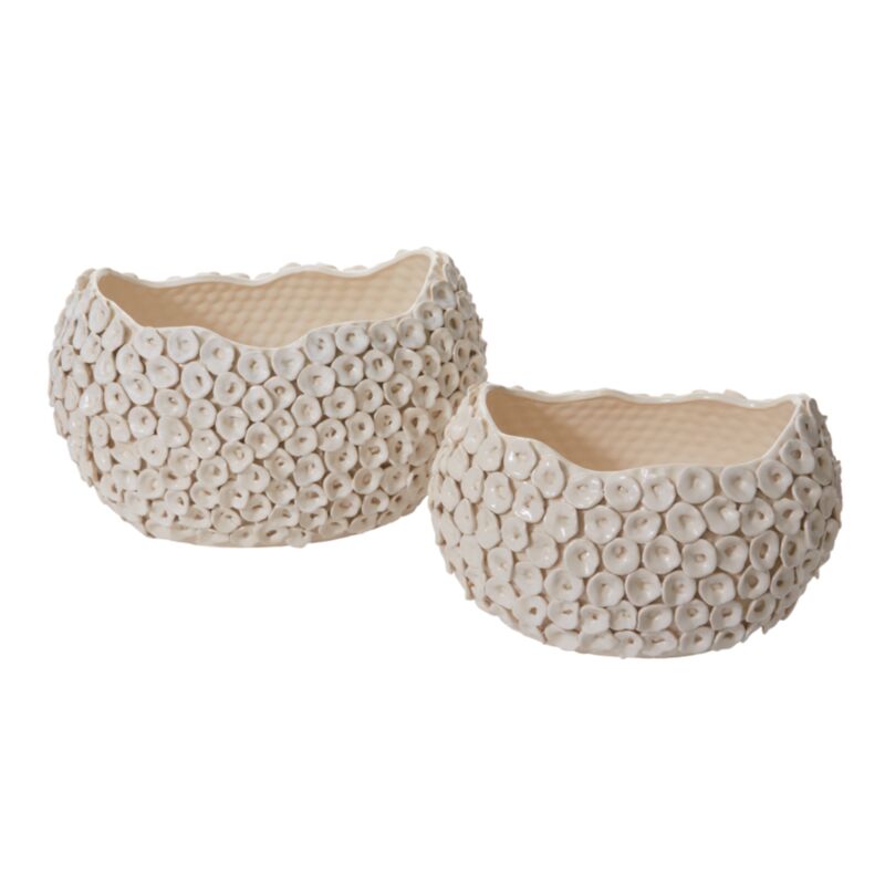 Luanda Textured Off-White Ceramic Decorative Bowl – 16"-20"