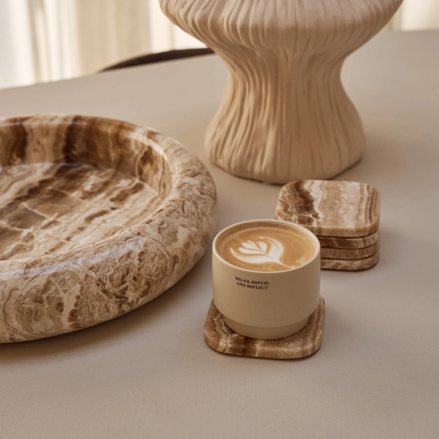 Onyx Marble Squared Coasters, Set of 4